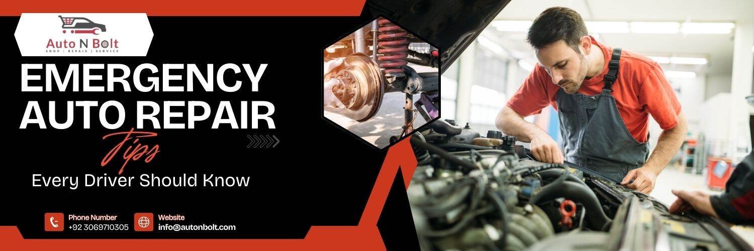 Driver handling an emergency auto repair situation on the road.